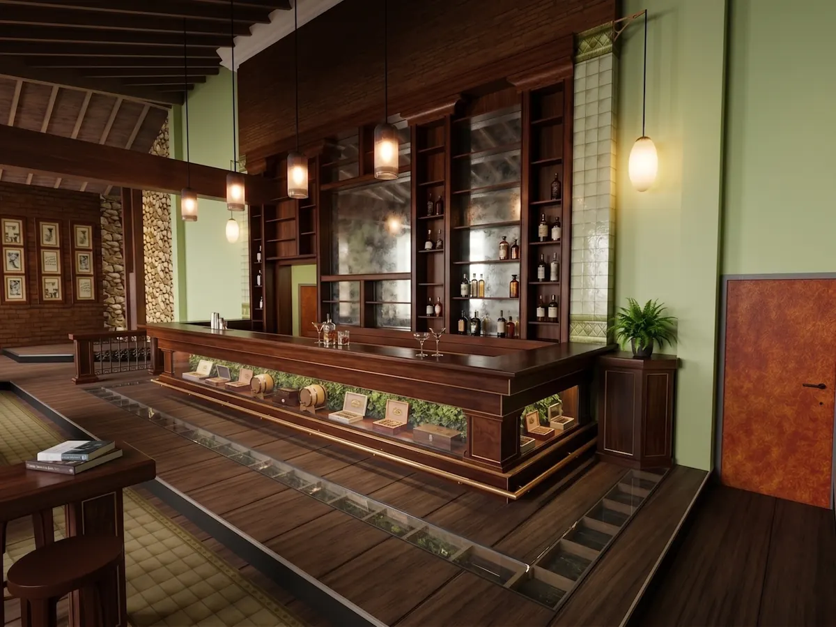 Πολυτελής Διακόσμηση Wine & Cigar Bar στη Γερμανία — μπαρ 01