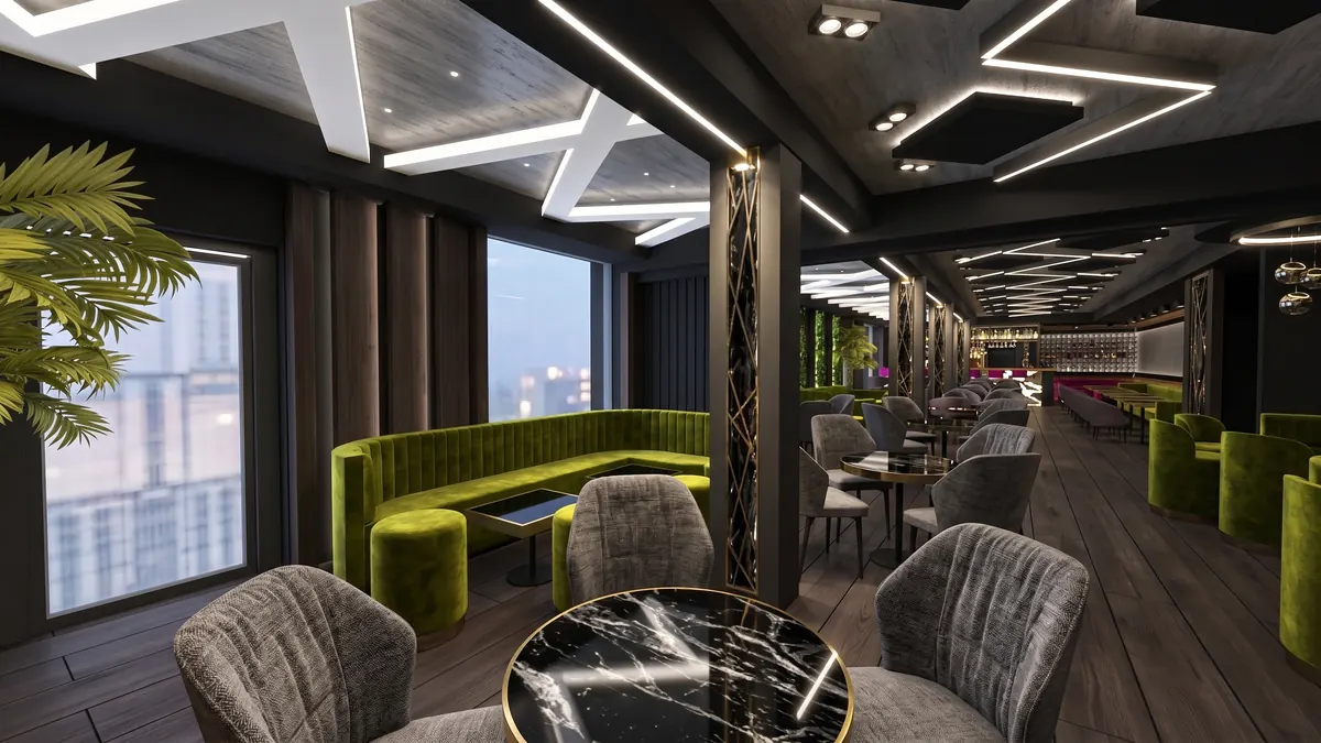 Premium Διακόσμηση All Day Bar Restaurant στη Γερμανία — αίθουσα 01